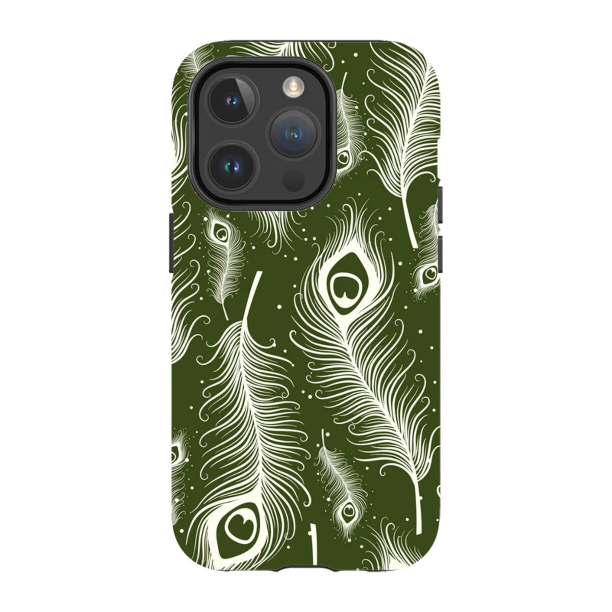 Feathers in Bloom Army Green — iPhone 14 Pro Magsafe Tough Case — Finnaij