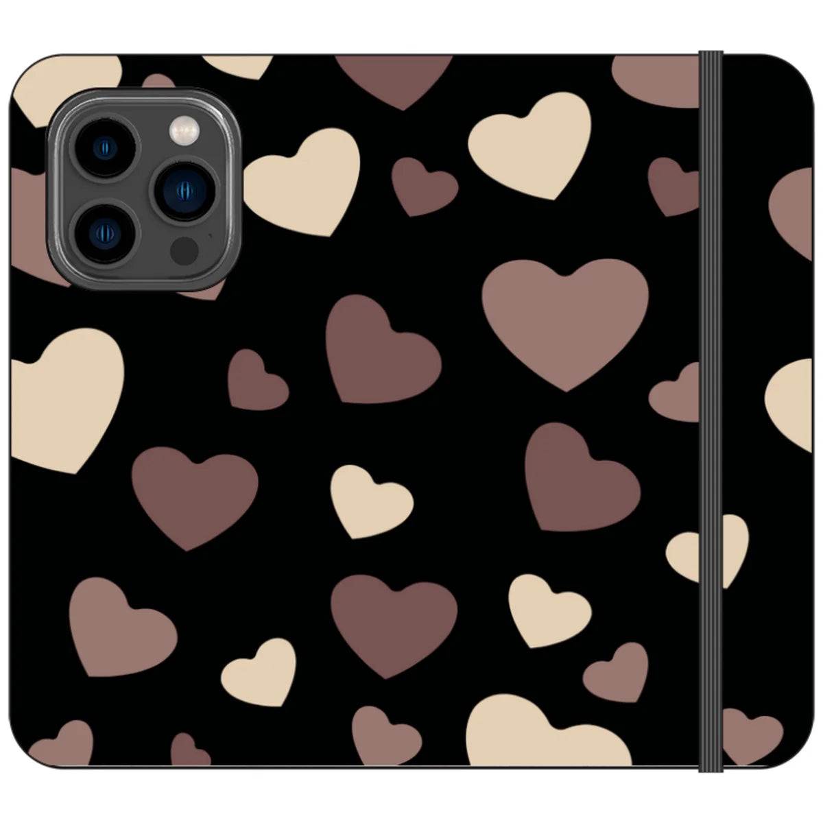 White & Black Hearts Vegan Leather — iPhone 14 Pro Wallet Case — Finnaij