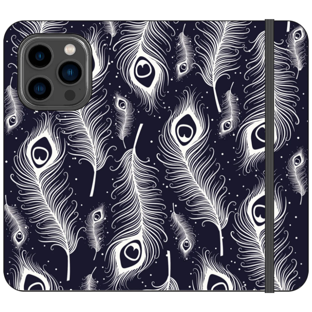 Feathers in Bloom Vegan Leather — iPhone 14 Pro Wallet Case — Finnaij