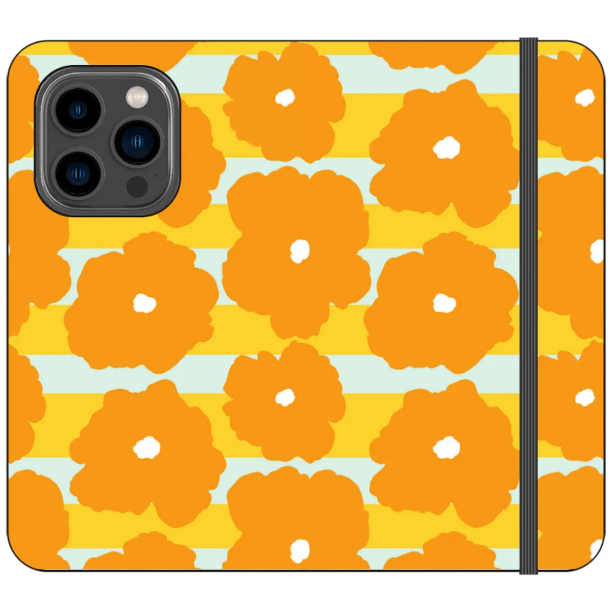 Bold Floral Orange — iPhone 14 Pro Wallet Case — Finnaij
