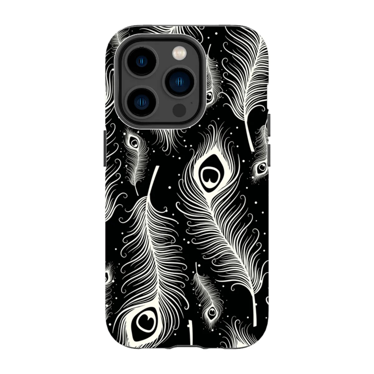 Feathers in Bloom Black — iPhone 14 Pro Tough Case — Finnaij