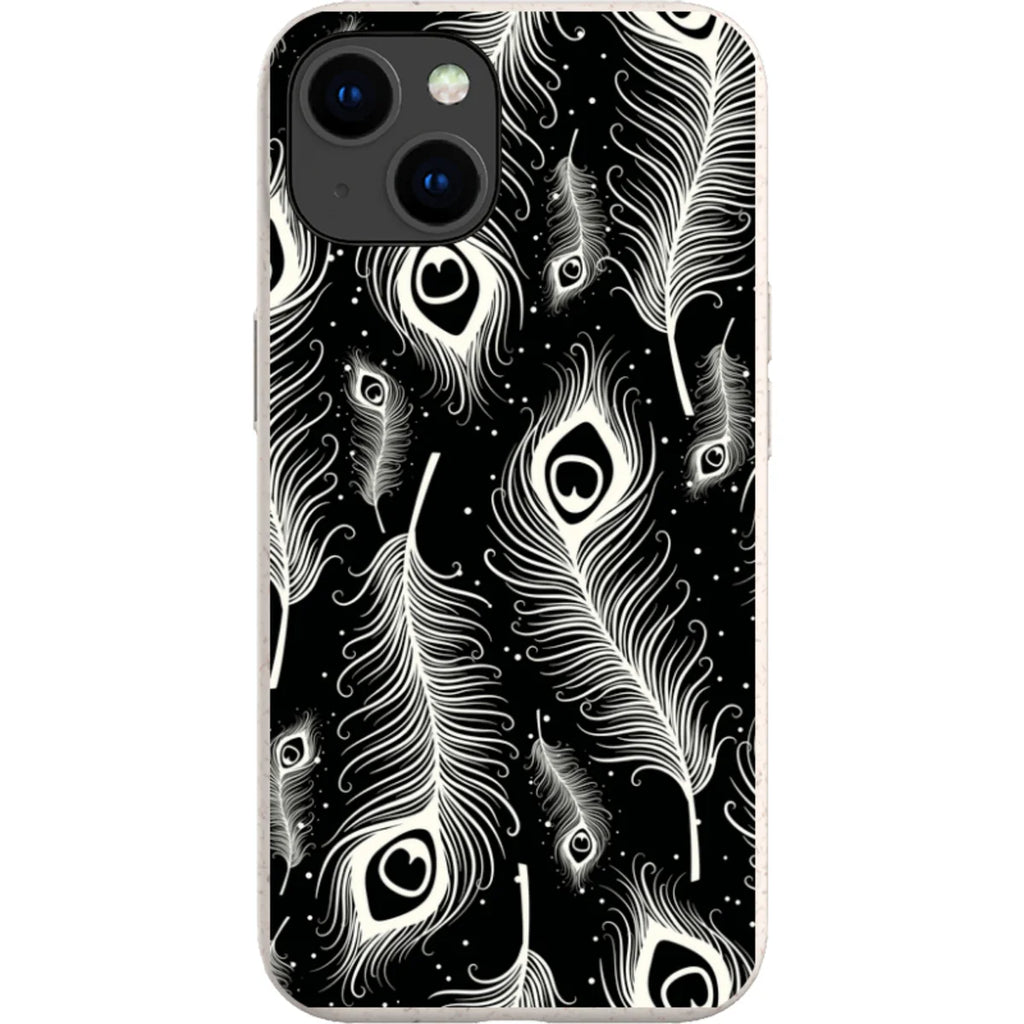 Feathers in Bloom Black — iPhone 15 iPhone Bio-degradable Case — Finnaij
