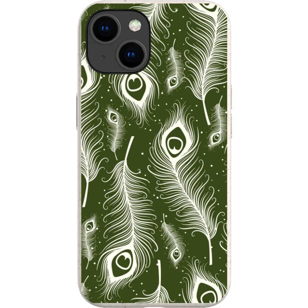 Feathers in Bloom Army Green — iPhone 15 iPhone Bio-degradable Case — Finnaij