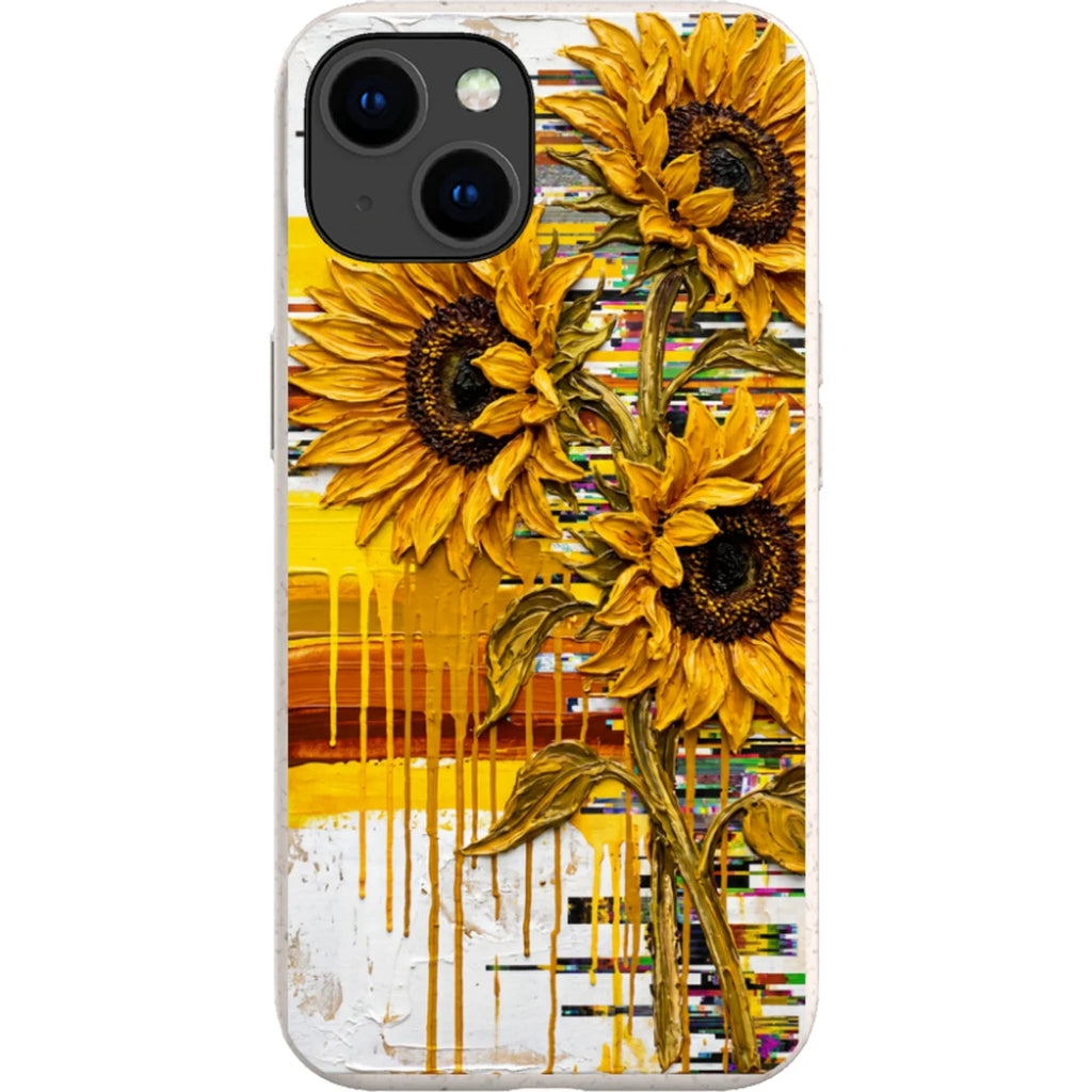 Sunflowers with Abstract Golden Chaos by Frida Lövström — iPhone 15 iPhone Bio-degradable Case — Finnaij