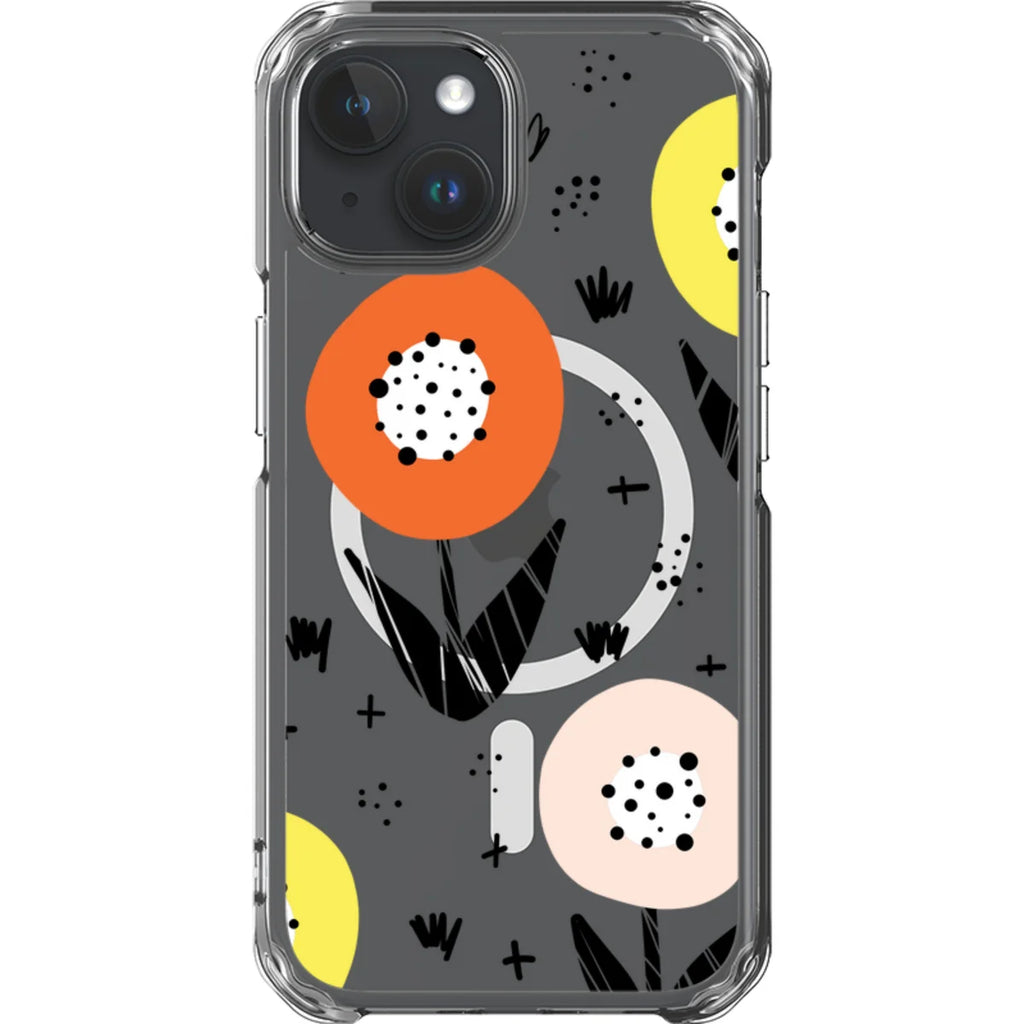 Botanical Doodle — iPhone 15 Magsafe Clear Impact Case — Finnaij