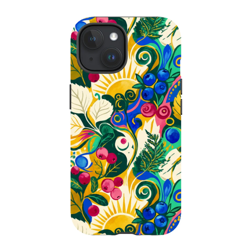 Berry Meadow Glow by Aino Kallio — iPhone 15 Magsafe Tough Case — Finnaij