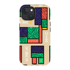 Ankara Blocks on Sand by Ada Okoye — iPhone 15 MagSafe Tough Case — Finnaij