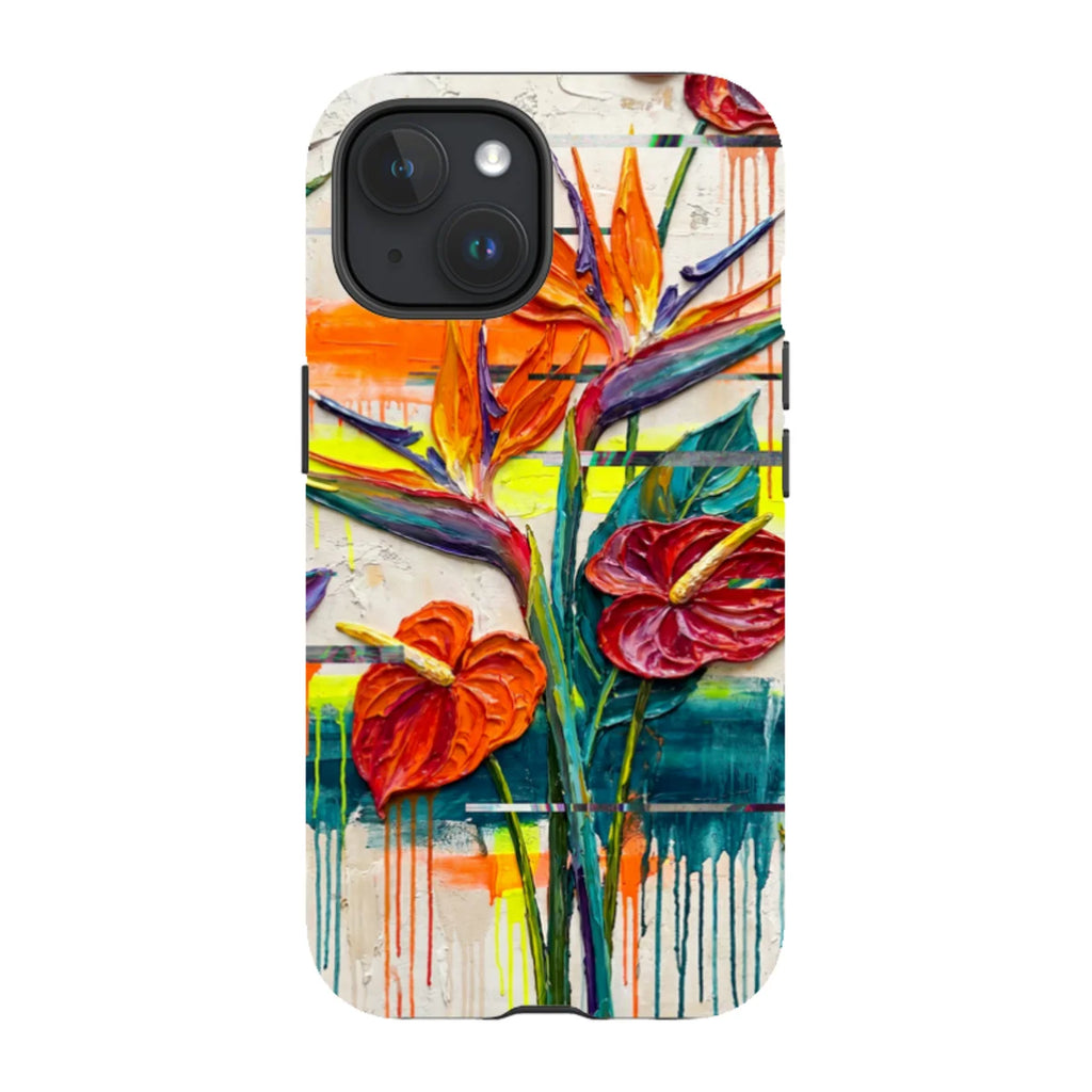 Tropical Flowers by Frida Lövström — iPhone 15 Magsafe Tough Case — Finnaij