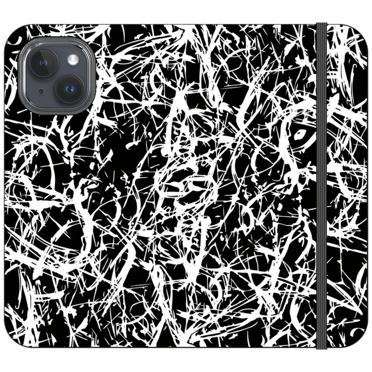 Black-White Grunge — iPhone 15 Wallet Case — Finnaij