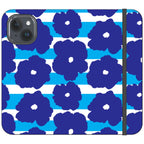 Bold Floral Blue Vegan Leather — iPhone 15 Wallet Case — Finnaij