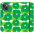 Bold Floral Green Vegan Leather — iPhone 15 Wallet Case — Finnaij