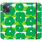 Bold Floral Green Vegan Leather — iPhone 15 Wallet Case — Finnaij