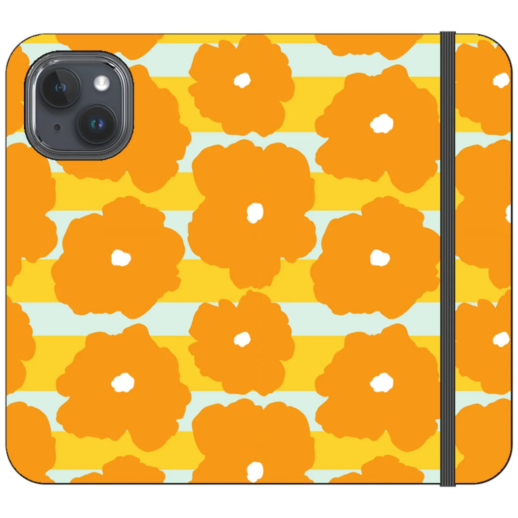 Bold Floral Orange — iPhone 15 Wallet Case — Finnaij