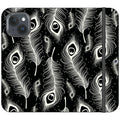 Feathers in Bloom Black- iPhone Folio Wallet Case — iPhone 15 — Finnaij