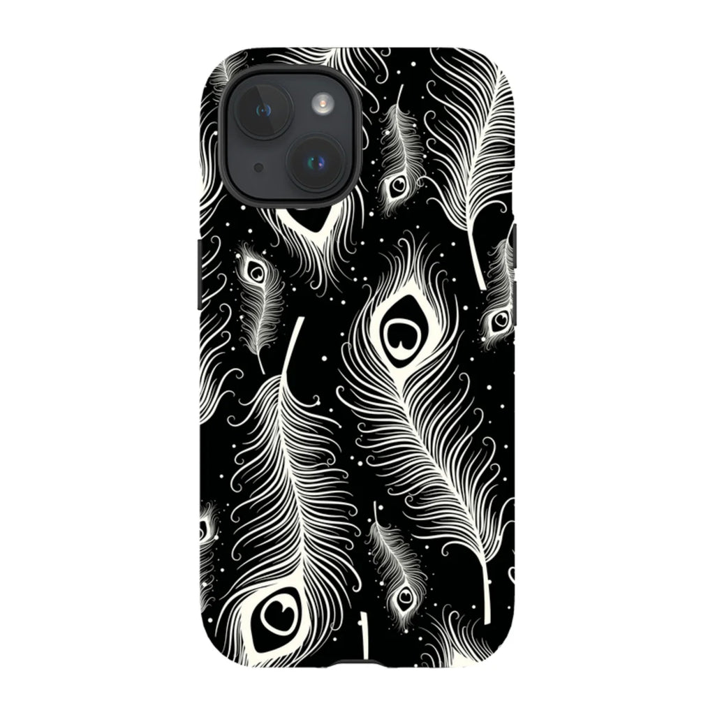 Feathers in Bloom Black — iPhone 15 Tough Case — Finnaij