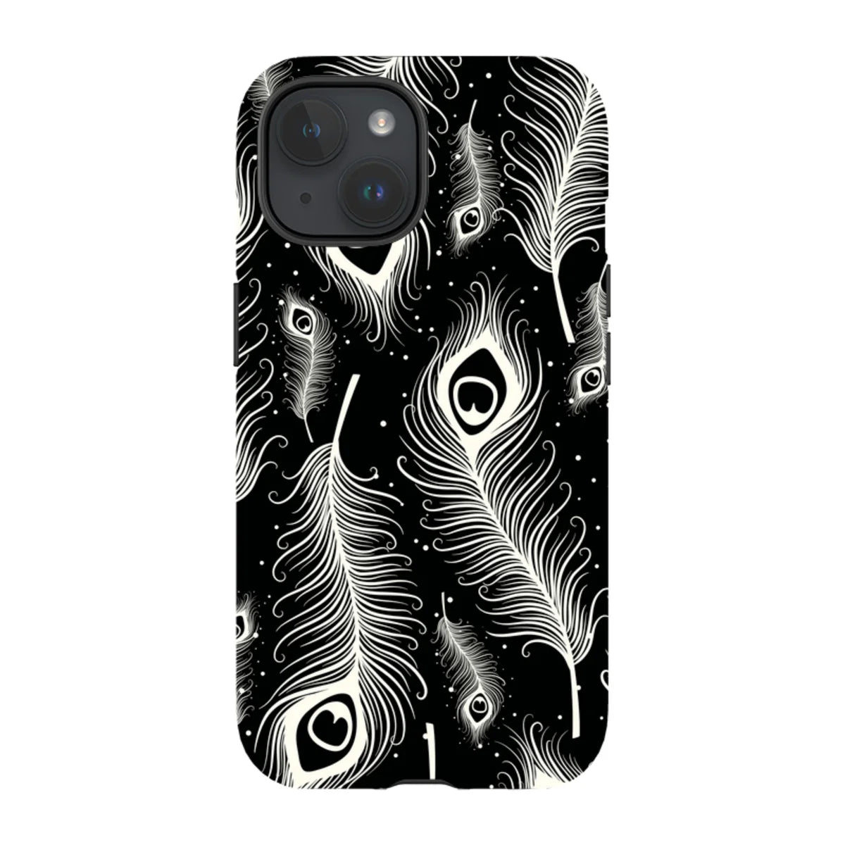 Feathers in Bloom Black — iPhone 15 Tough Case — Finnaij