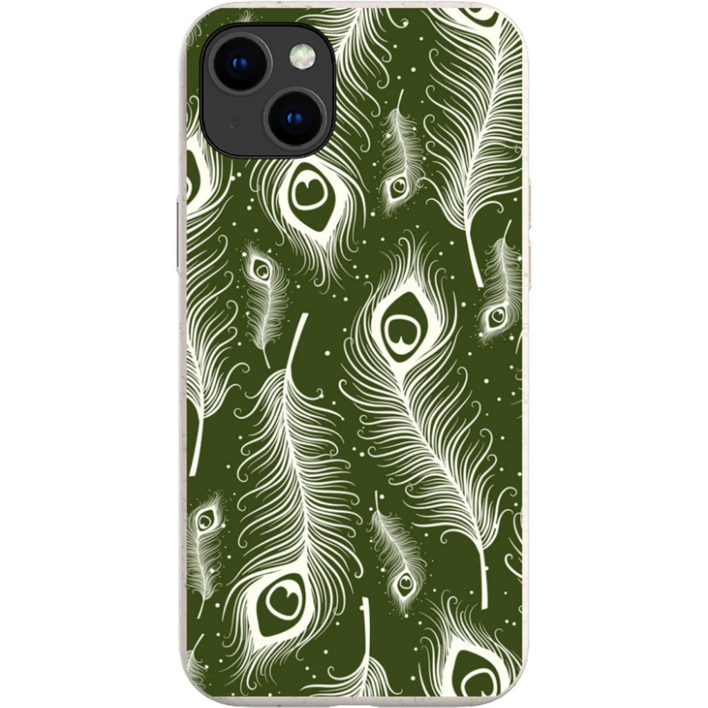 Feathers in Bloom Army Green — iPhone 15 Plus iPhone Bio-degradable Case — Finnaij