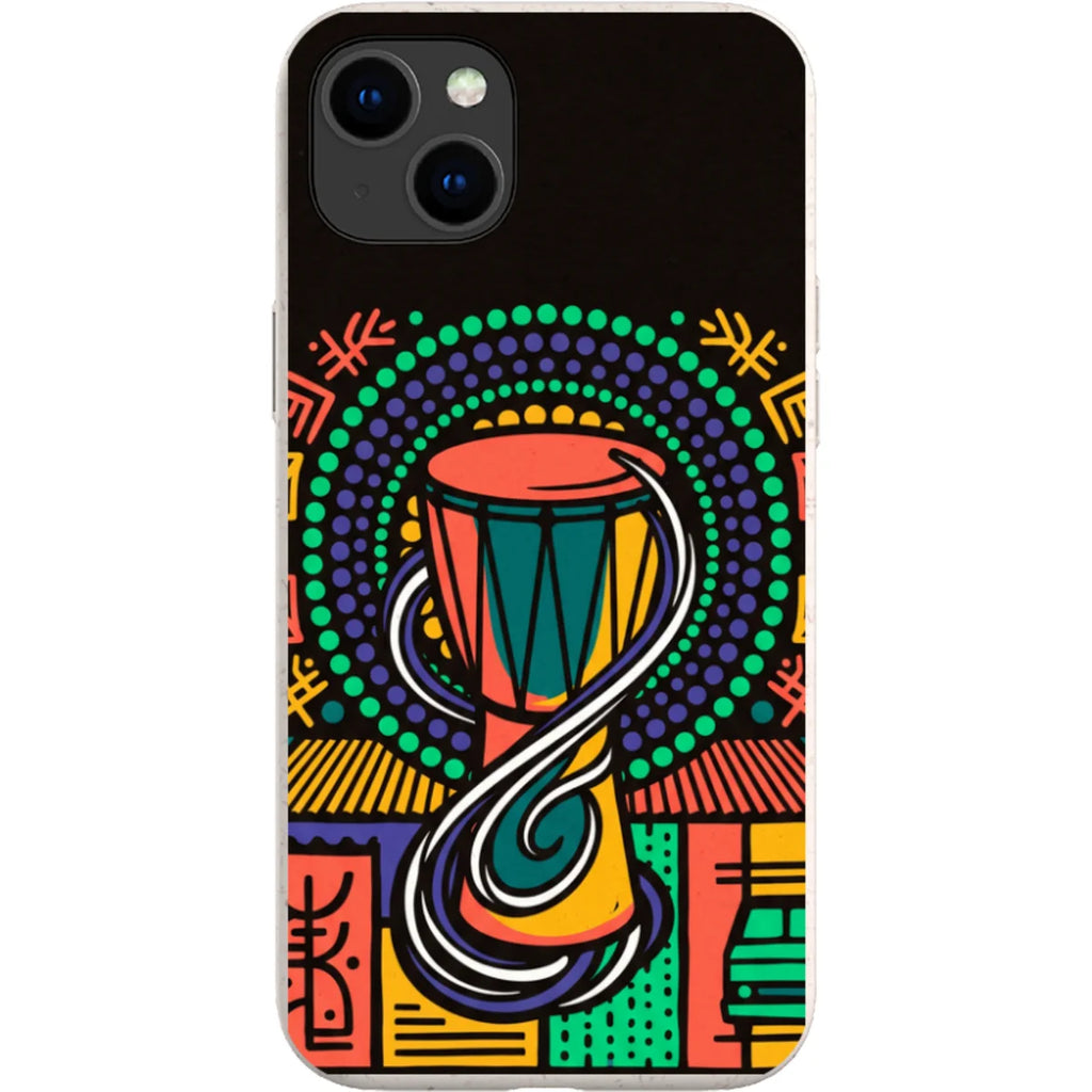 Talking Drum Halo by Ada Okoye — iPhone 15 Plus iPhone Bio-degradable Case — Finnaij