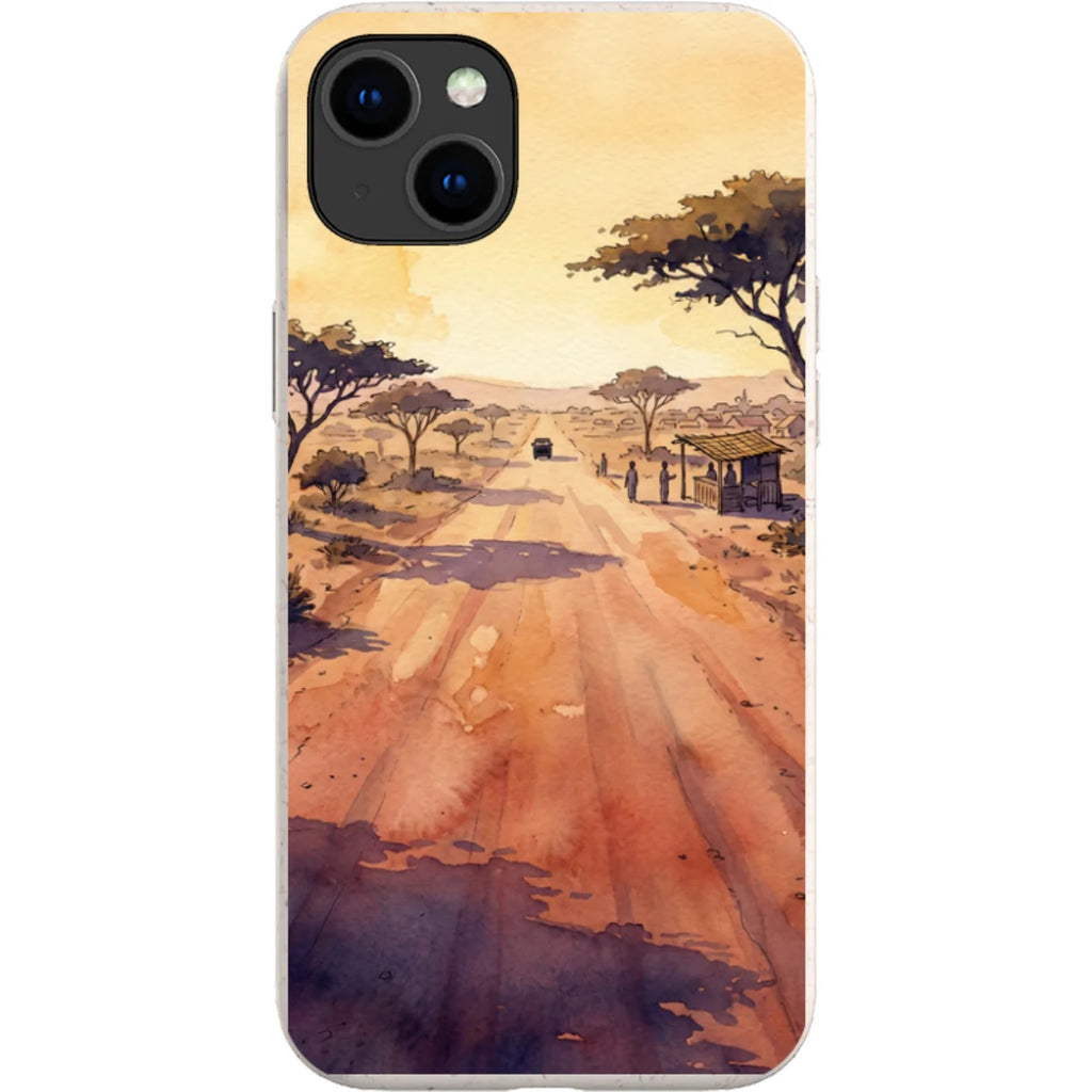 Laterite Road Golden Hour by Tobi Akinyemi — iPhone 15 Plus iPhone Bio-degradable Case — Finnaij