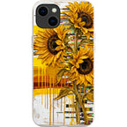 Sunflowers with Abstract Golden Chaos by Frida Lövström — iPhone 15 Plus iPhone Bio-degradable Case — Finnaij
