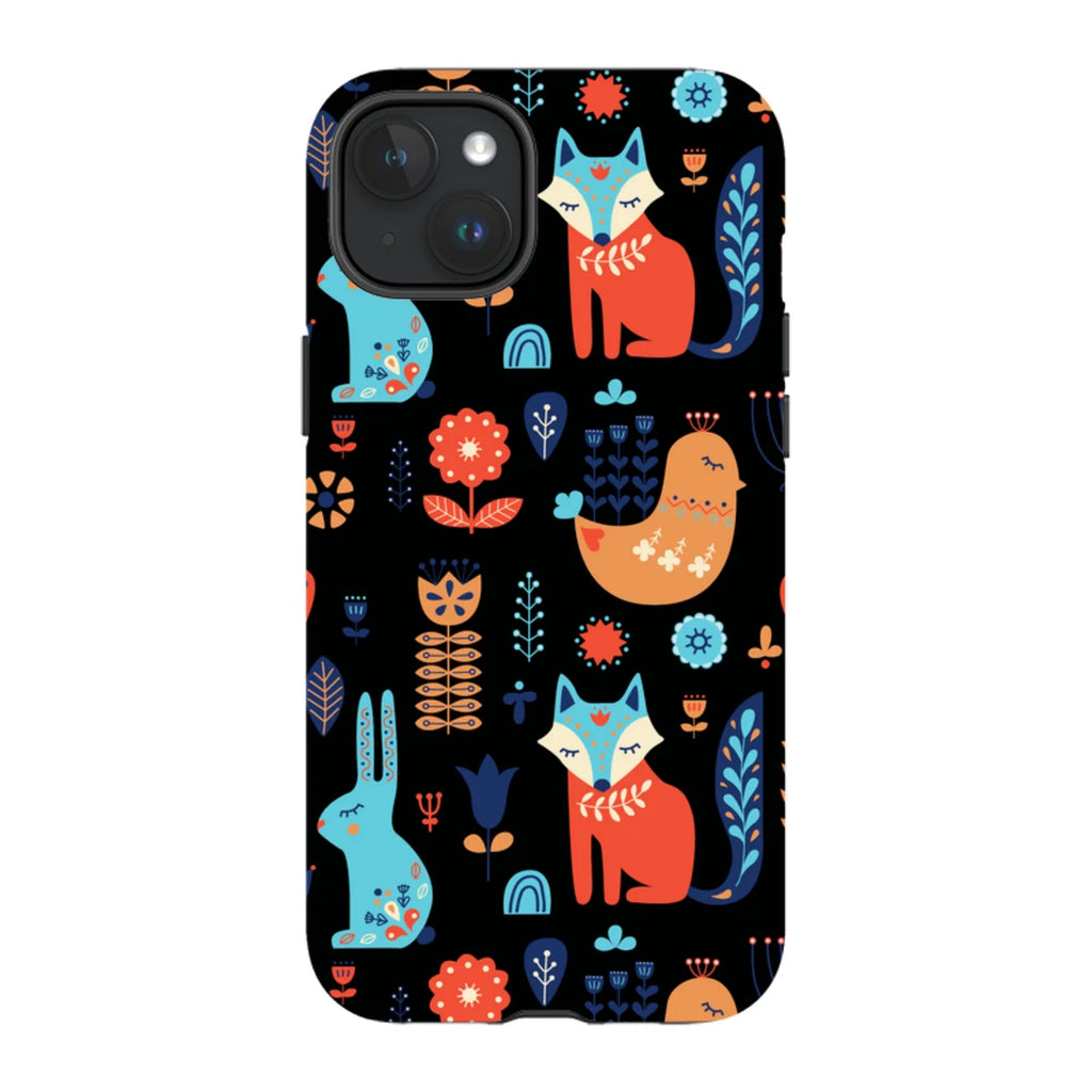 Nordic Ornament Black — iPhone 15 Plus Magsafe Tough Case — Finnaij