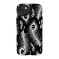 Feathers in Bloom Black — iPhone 15 Plus Magsafe Tough Case — Finnaij