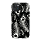 Feathers in Bloom Black — iPhone 15 Plus Magsafe Tough Case — Finnaij