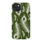 Feathers in Bloom Army Green — iPhone 15 Plus Magsafe Tough Case — Finnaij