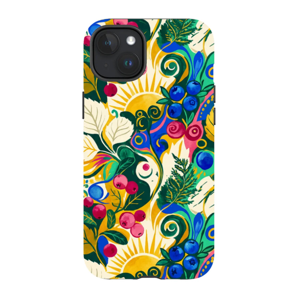 Berry Meadow Glow by Aino Kallio — iPhone 15 Plus Magsafe Tough Case — Finnaij