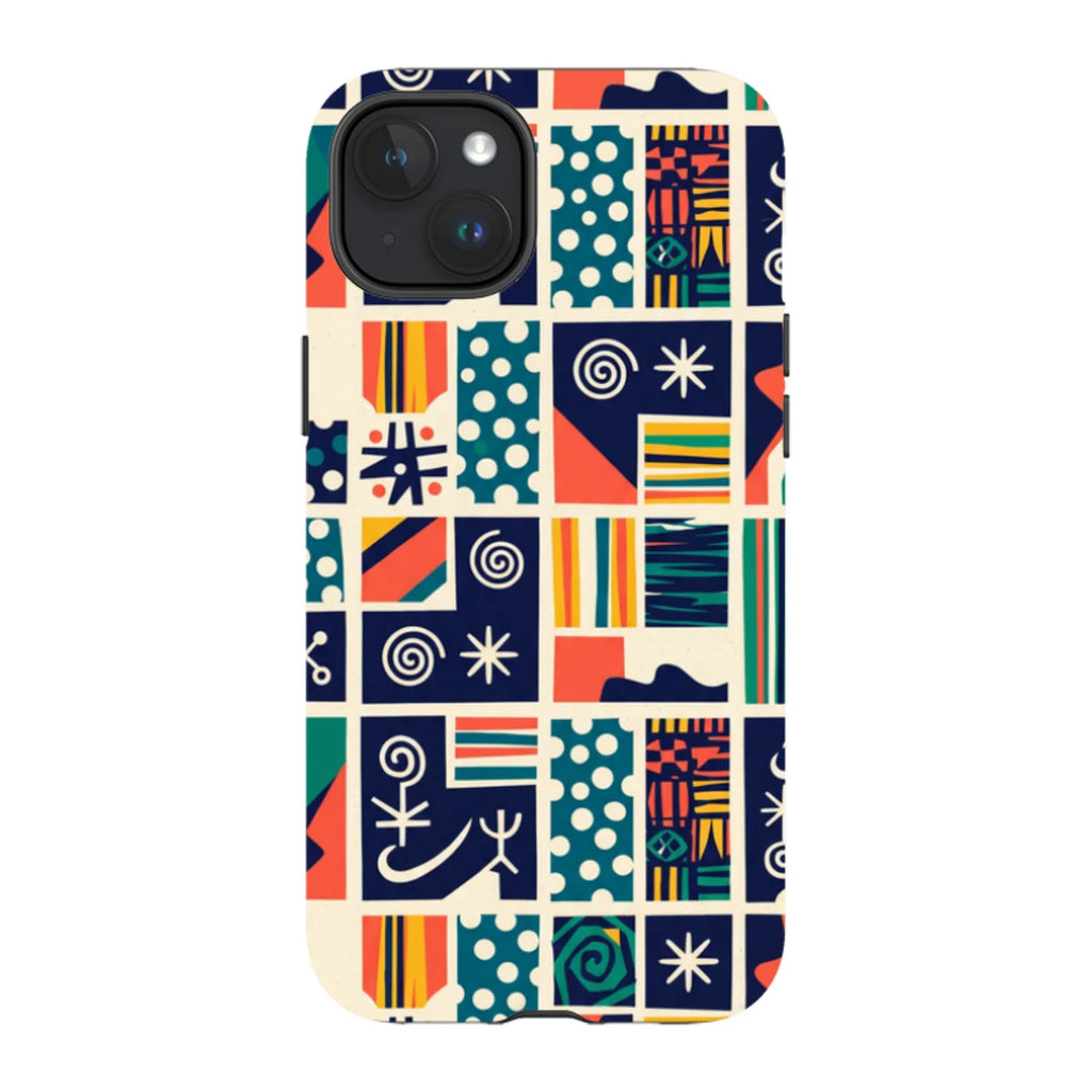 Coastal Indigo Tiles by Ada Okoye — iPhone 15 Plus MagSafe Tough Case — Finnaij