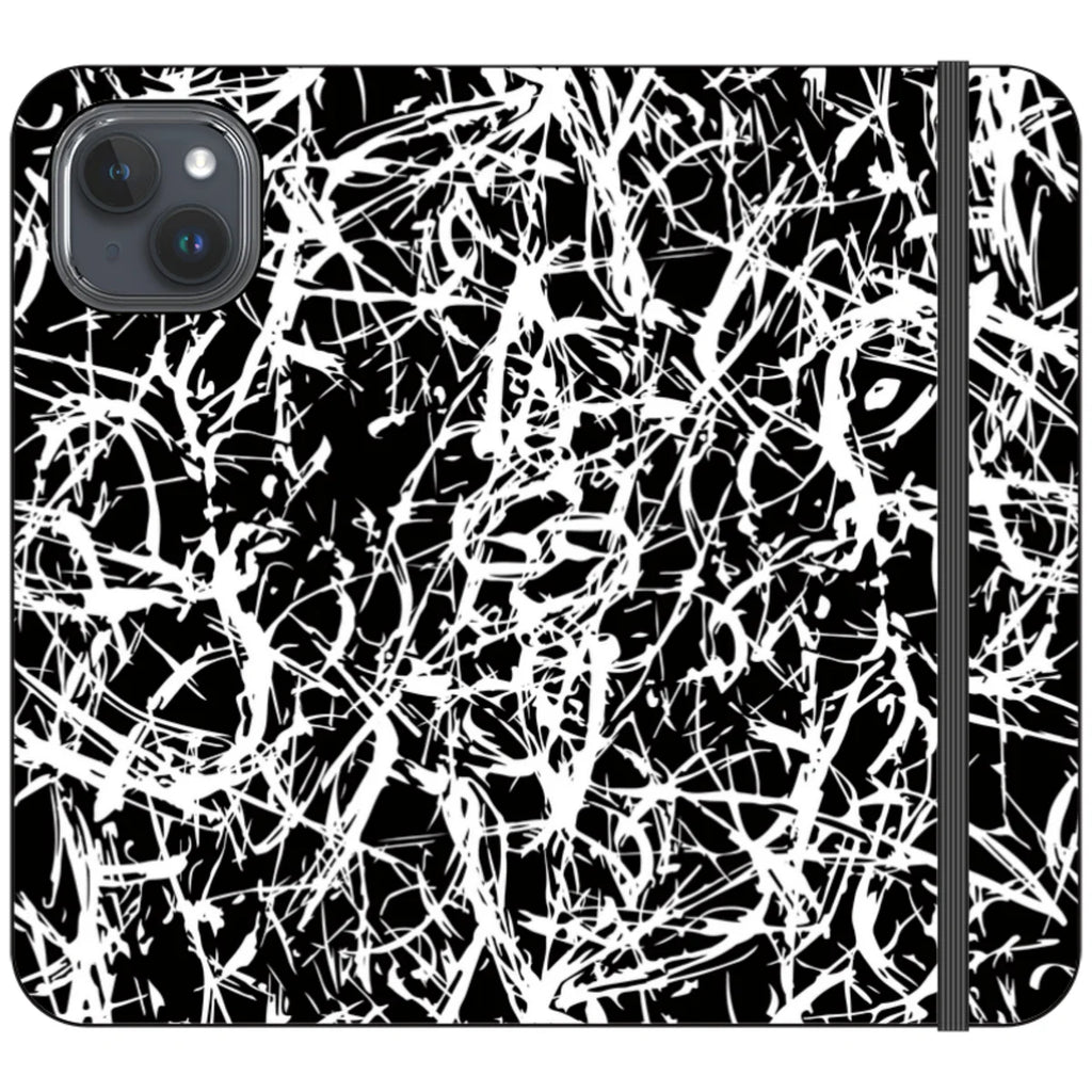 Black-White Grunge — iPhone 15 Plus Wallet Case — Finnaij