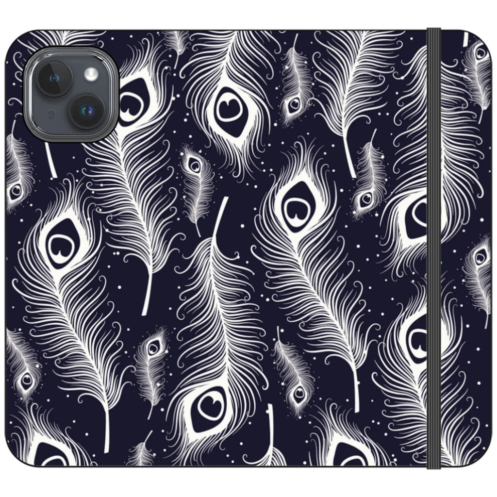 Feathers in Bloom Vegan Leather — iPhone 15 Plus Wallet Case — Finnaij
