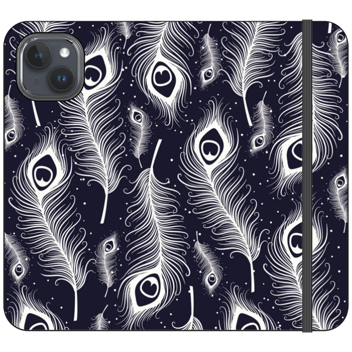 Feathers in Bloom Vegan Leather — iPhone 15 Plus Wallet Case — Finnaij