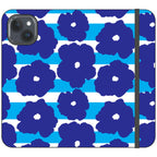Bold Floral Blue Vegan Leather — iPhone 15 Plus Wallet Case — Finnaij