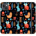 Nordic Ornament Black Vegan Leather — iPhone 15 Plus Wallet Case — Finnaij