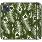 Feathers in Bloom Army Green — iPhone 15 Plus Wallet Case — Finnaij