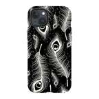 Feathers in Bloom Black — iPhone 15 Plus Tough Case — Finnaij