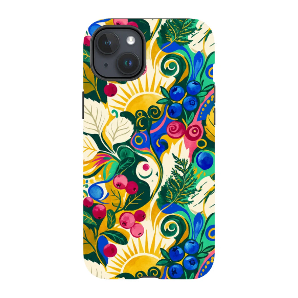 Berry Meadow Glow by Aino Kallio — iPhone 15 Plus Tough Case — Finnaij