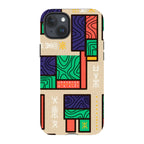 Ankara Blocks on Sand by Ada Okoye — iPhone 15 Plus Tough Case — Finnaij