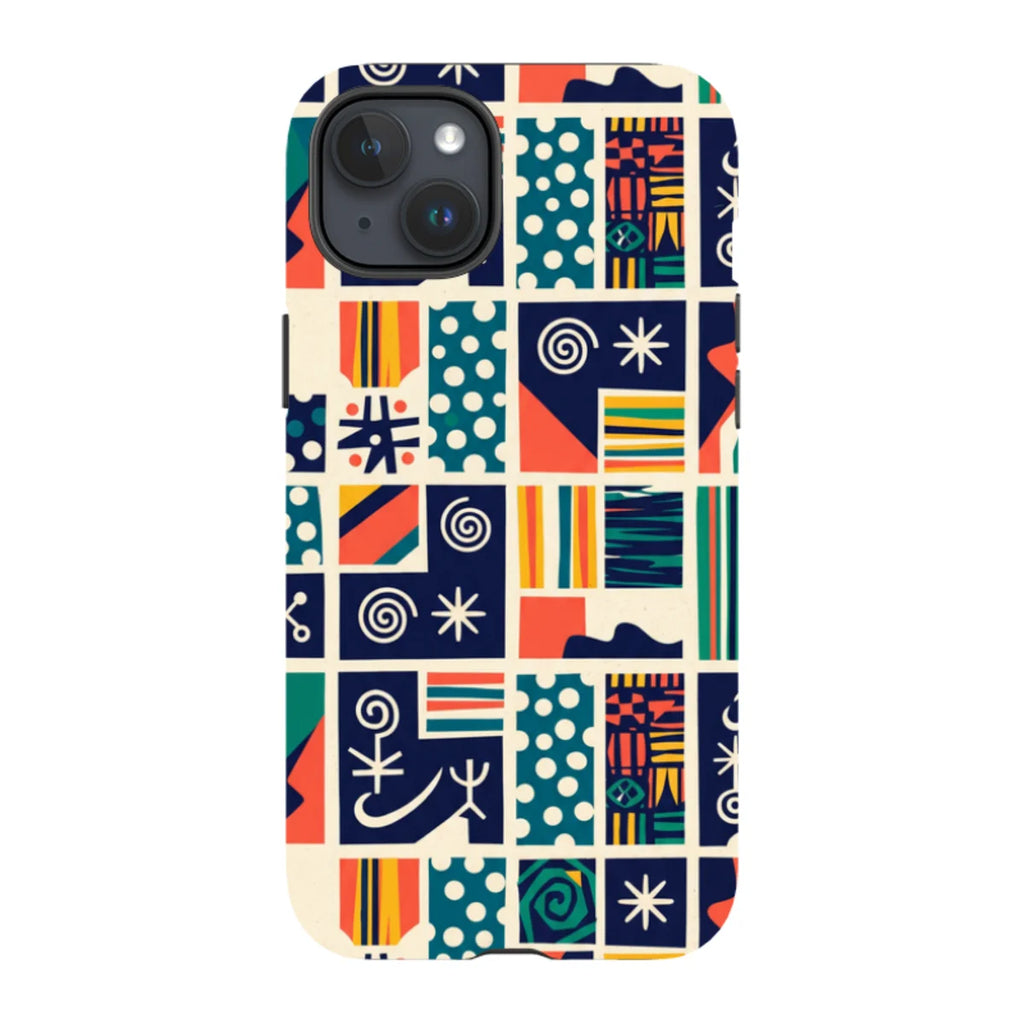 Coastal Indigo Tiles by Ada Okoye — iPhone 15 Plus Tough Case — Finnaij