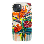 Tropical Flowers by Frida Lövström — iPhone 15 Plus Tough Case in Matte Tough Case — Finnaij