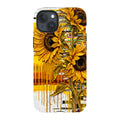 Sunflowers with Abstract Golden Chaos by Frida Lövström — iPhone 15 Plus Tough Case in Matte Tough Case — Finnaij