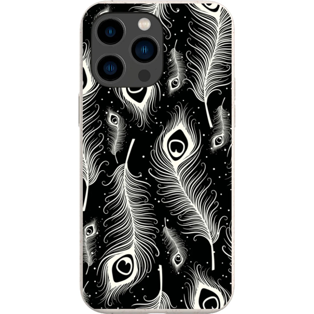 Feathers in Bloom Black — iPhone 15 Pro Max iPhone Bio-degradable Case — Finnaij