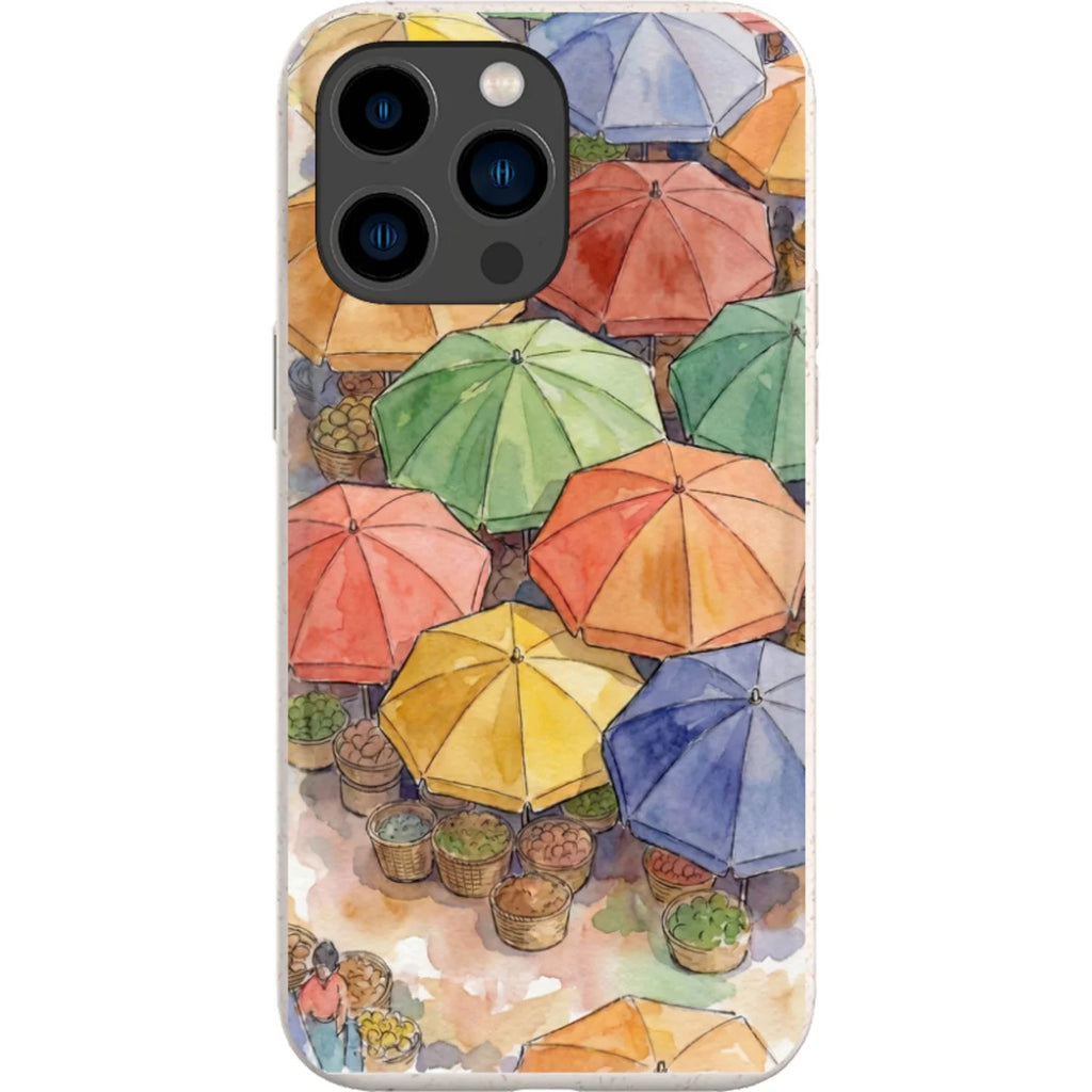 Market Umbrellas from Above by Tobi Akinyemi — iPhone 15 Pro Max iPhone Bio-degradable Case — Finnaij