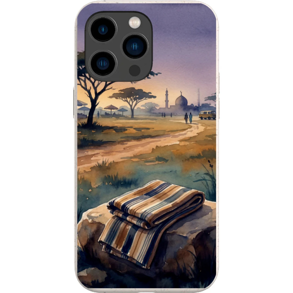 Aso-Oke Accent in the Landscape by Tobi Akinyemi — iPhone 15 Pro Max iPhone Bio-degradable Case — Finnaij