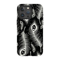 Feathers in Bloom Black — iPhone 15 Pro Max Magsafe Tough Case — Finnaij