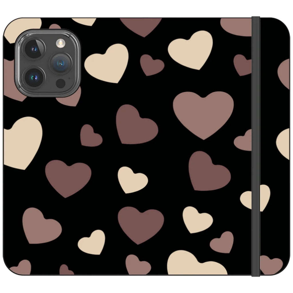 White & Black Hearts Vegan Leather — iPhone 15 Pro Max Wallet Case — Finnaij
