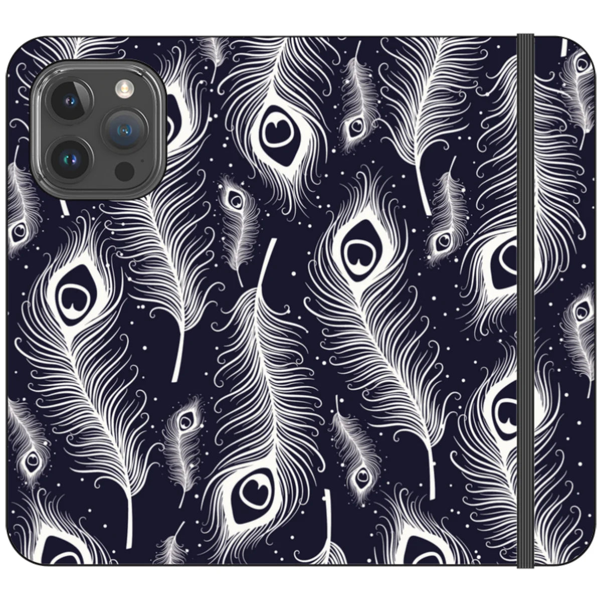 Feathers in Bloom Vegan Leather — iPhone 15 Pro Max Wallet Case — Finnaij