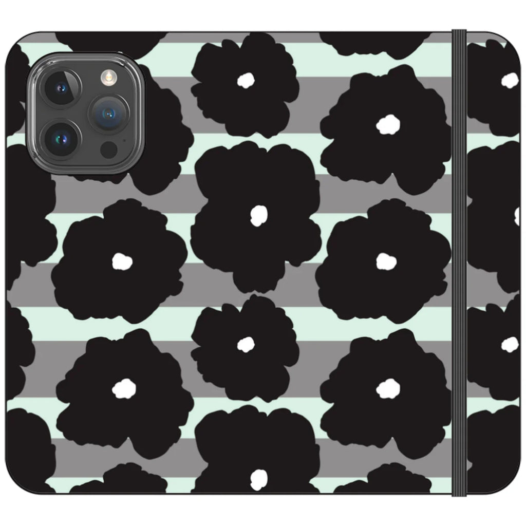 Bold Floral Black — iPhone 15 Pro Max Wallet Case — Finnaij