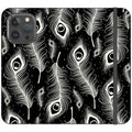 Feathers in Bloom Black- iPhone Folio Wallet Case — iPhone 15 Pro Max — Finnaij
